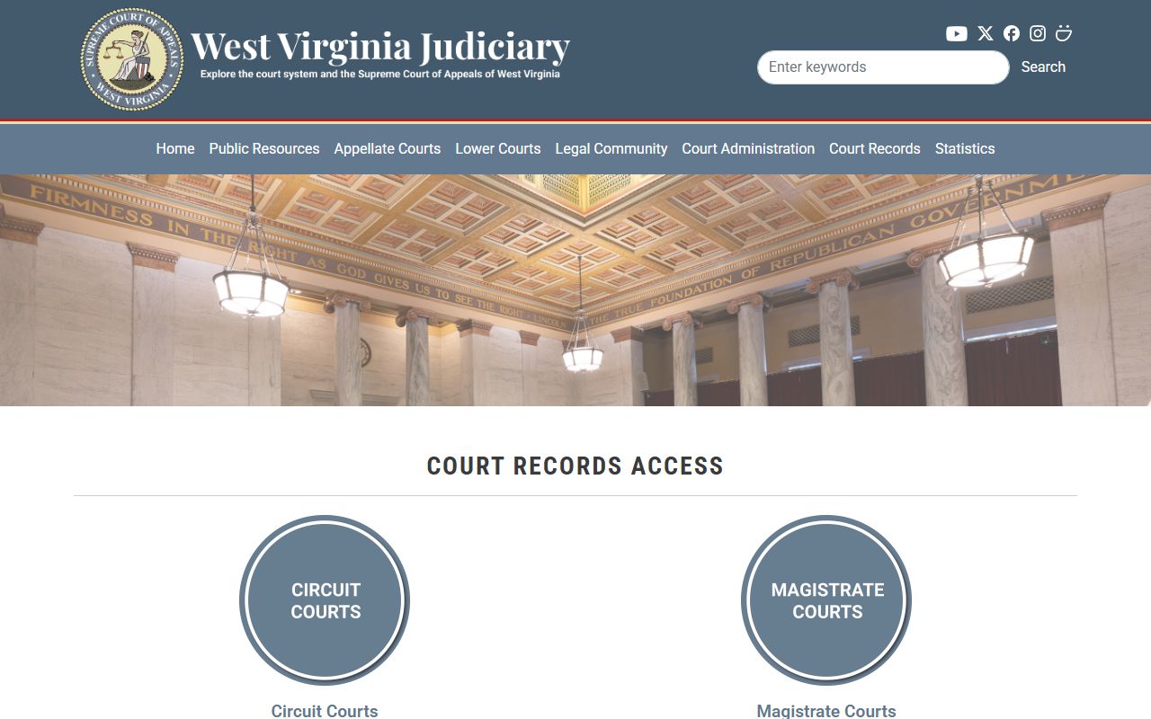 Cabell County court records after arrest search on West Virginia court record access page