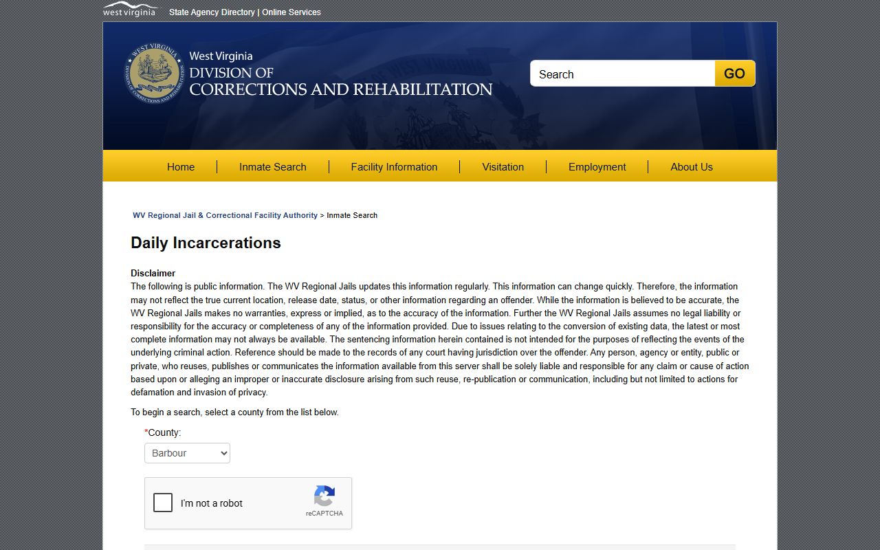 Cabell County daily incarcerations search for recent jail inmate records